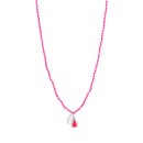 biba lange Kette Crystal Pink Anhänger silberfarbig