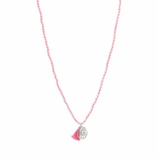 biba lange Kette Crystal Rosa Anhänger silberfarbig