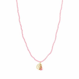 biba lange Kette Crystal Rosa Anhänger goldfarbig