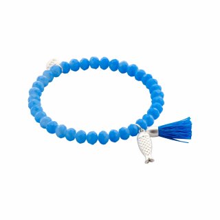 biba Armband Crystal Blau mit Anhänger Fisch silberfarbig