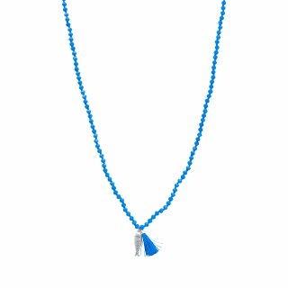 biba lange Kette Crystal Blau Anhänger silberfarbig