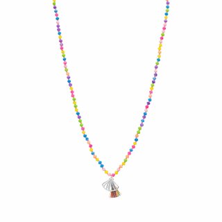 biba lange Kette Crystal Bunt Anhänger silberfarbig