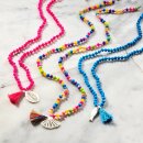 biba lange Kette Crystal Bunt Anhänger silberfarbig