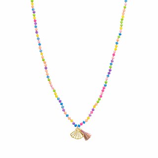 biba lange Kette Crystal Bunt Anhänger goldfarbig