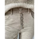 Baggy Style Jeans mit Schmuckknöpfen - Beige