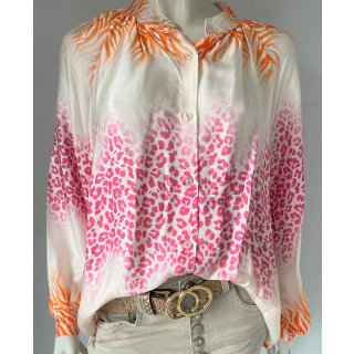 Stilvolle Bluse in tollem Schnitt und sehr schönen Farben - Pink/Orange