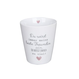 KRASILNIKOFF HAPPY MUG / Becher DU WIRST IMMER MEINE BESTE FREUNDIN SEIN