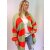 Oversize Strickjacke COPENHAGEN - Oliv-Neonorange