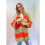 Oversize Strickjacke COPENHAGEN - Oliv-Neonorange