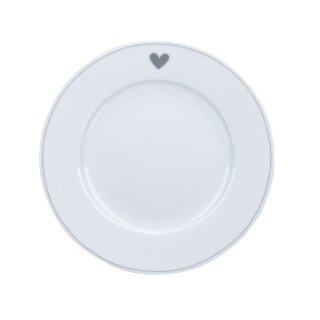 KRASILNIKOFF DESSSERT PLATE HEART / Teller HERZ grau