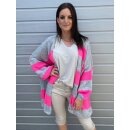Oversize Strickjacke COPENHAGEN - Hellgrau-Pink L/XL