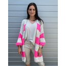 Oversize Strickjacke COPENHAGEN - Hellgrau-Pink L/XL