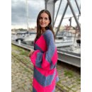 Oversize Strickjacke COPENHAGEN - Jeansblau-Pink