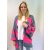 Oversize Strickjacke COPENHAGEN - Jeansblau-Pink