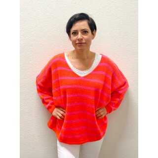 Oversize Strickpulli LUZERN - Neonpink-Neonorange