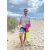 Strickjacke STOCKHOLM - Grau-Pink-Neongelb