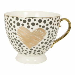 Tasse mit Golddruck und Goldhenkel im Geschenkekarton HERZ