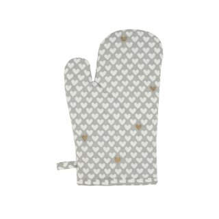 Krasilnikoff Ofenhandschuh HAPPY HEARTS  - Grau