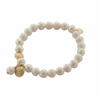 biba Armband Crystal mit Muschel goldfarben - Cremebeige