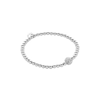 biba Armband Metall silber 4 mm mit Glitzerperle