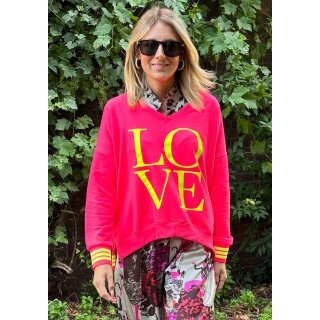 MISS GOODLIFE - V-Neck Sweatpullover LOVE - Neonpink/Neongelb