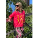 MISS GOODLIFE - V-Neck Sweatpullover LOVE - Neonpink/Neongelb