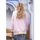MISS GOODLIFE - V-Neck Sweatpullover L(I)EBE mit Strass - Rosa/Neongelb L / 40