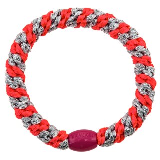 KKNEKKI Haargummi - Pink Neon Silver Glitter Stripe