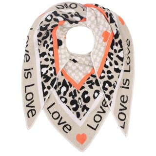 ZWILLINGSHERZ Dreieckstuch LOVE IS LOVE  mit Baumwolle - Beige-Orange
