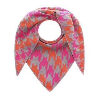 ZWILLINGSHERZ Dreieckstuch HAHNENTRITT- Grau Pink Orange