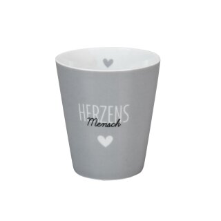 Krasilnikoff HAPPY MUG / Becher HERZENSMENSCH - Grau