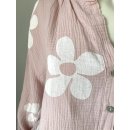 Tolle Musselin Bluse mit Blumen - Altrosa