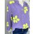 Tolle Musselin Bluse mit Blumen in Neongelb - Flieder