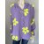 Tolle Musselin Bluse mit Blumen in Neongelb - Flieder