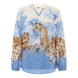 ZWILLINGSHERZ Bluse "Farbige Leopardenwelt" - Blau