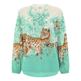 ZWILLINGSHERZ Bluse "Farbige Leopardenwelt" - Mint