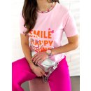 ZWILLINGSHERZ - T-Shirt "Smile Happy Shine" - Rosa