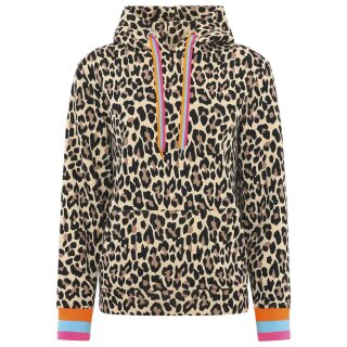 ZWILLINGSHERZ Hoodie "Leo Allover Neon Kante" - Beige/Türkis