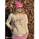 ZWILLINGSHERZ Hoodie "Paillette Love is all you need" - Beige XXL