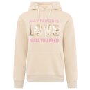 ZWILLINGSHERZ Hoodie "Paillette Love is all you need" - Beige XXL