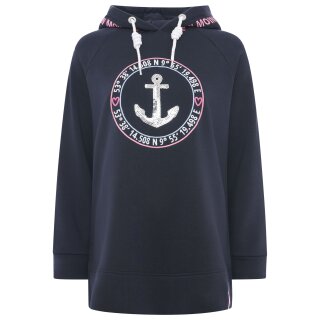 ZWILLINGSHERZ Oversized Hoodie "Strandglück Paillette" - Dunkelblau