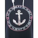 ZWILLINGSHERZ Oversized Hoodie "Strandglück Paillette" - Dunkelblau