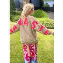 MISS GOODLIFE - Roundneck Double NAMASTÉ Strass - Sand/Neonpink