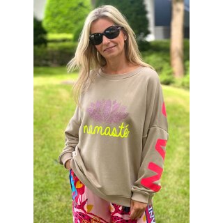 MISS GOODLIFE - Roundneck Double NAMASTÉ Strass - Sand/Neonpink XS / 34