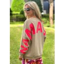 MISS GOODLIFE - Roundneck Double NAMASTÉ Strass - Sand/Neonpink XS / 34