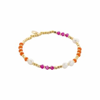 biba Armband Crystal mit Süßwasserperlen - Pink-Orange