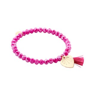 biba Armband Crystal mit goldfarbenem Anhänger u. Quaste - Pink