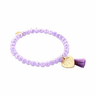 biba Armband Crystal mit goldfarbenem Anhänger u. Quaste - Flieder