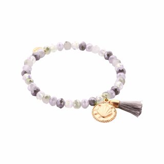 biba Armband Crystal mit goldfarbenem Anhänger u. Quaste - Grau