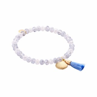 biba Armband Crystal mit goldfarbenem Anhänger u. Quaste - Hellblau